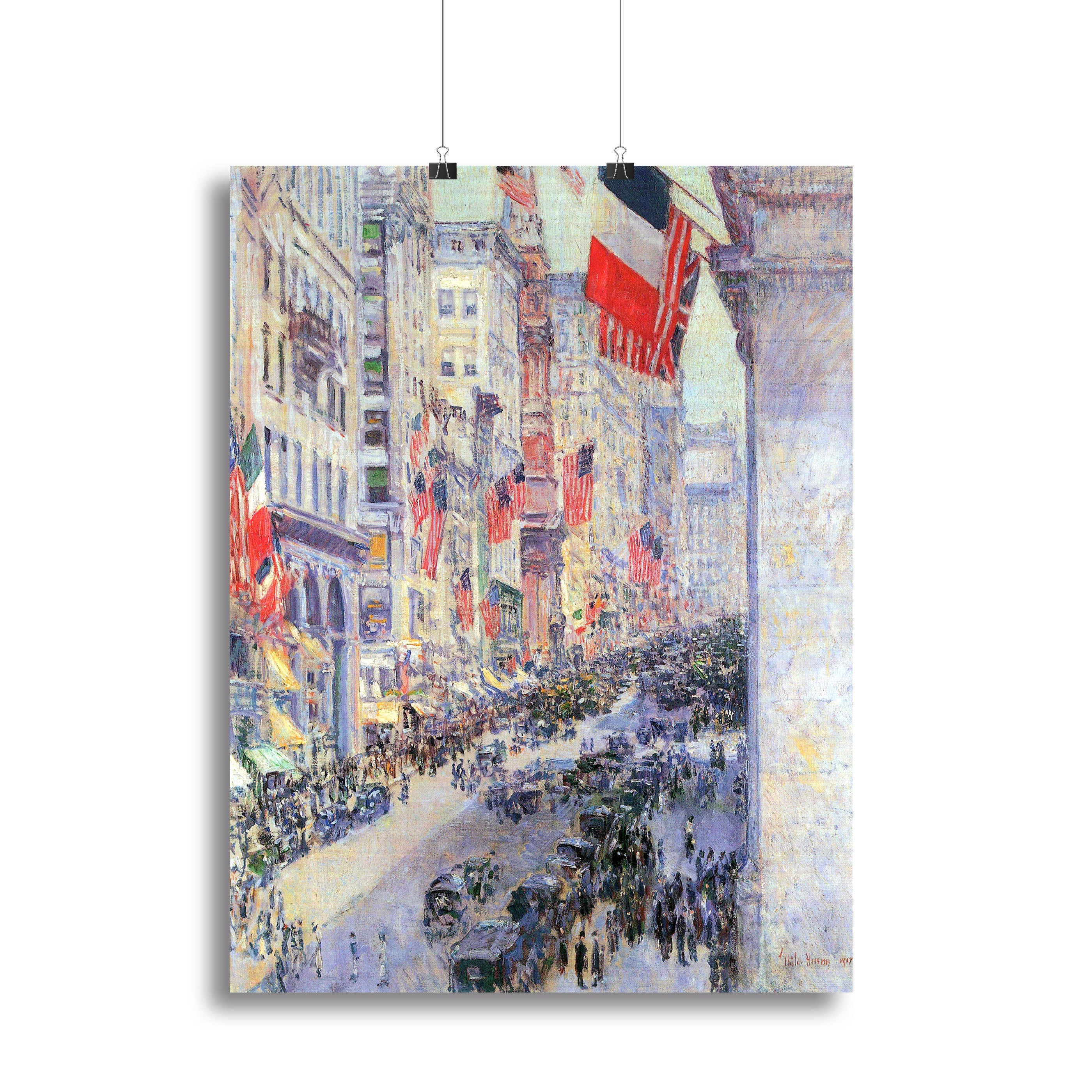 The avenue along 34th Street May 1917 by Hassam Canvas Print or Poster - Canvas Art Rocks - 2