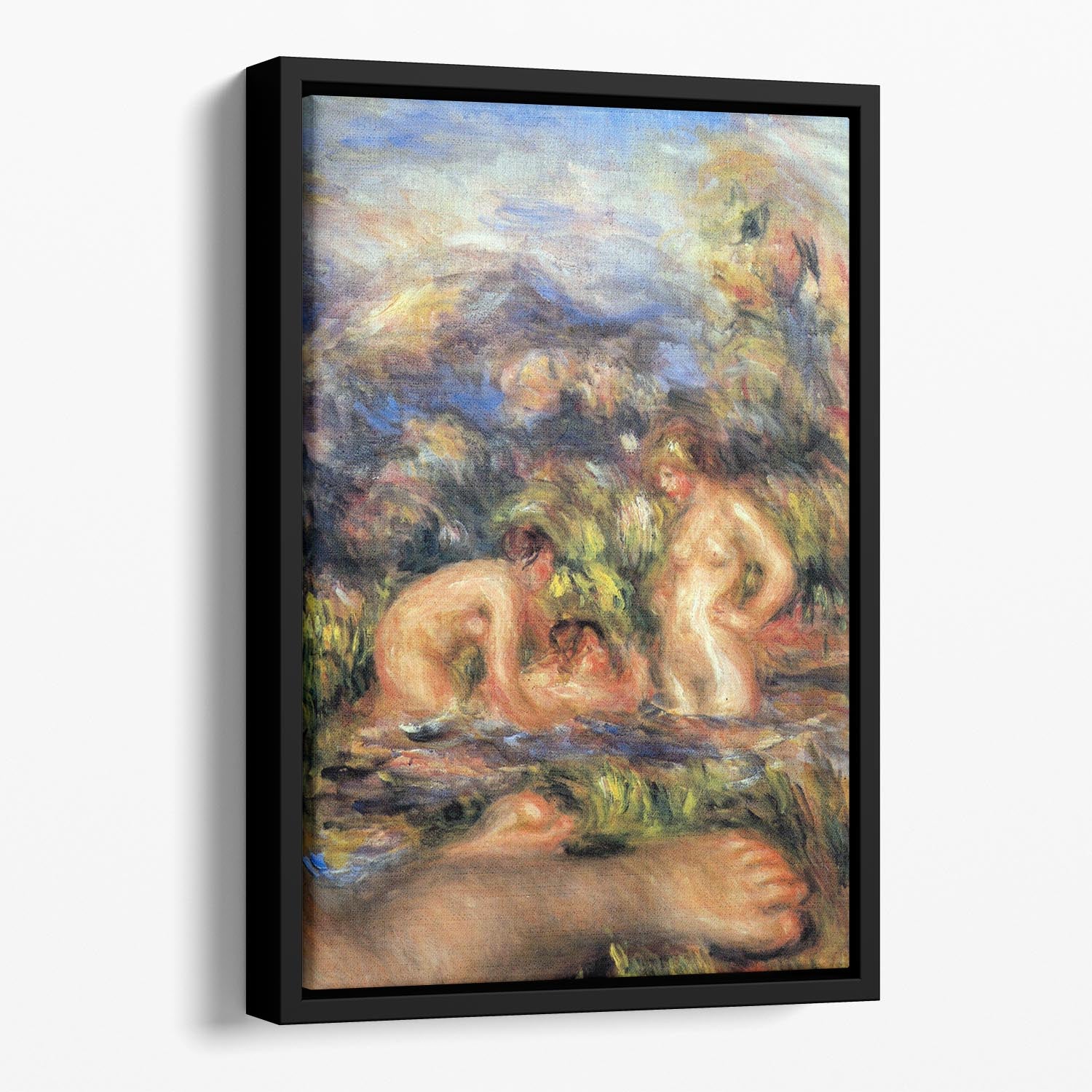 The bathers Detail by Renoir Floating Framed Canvas