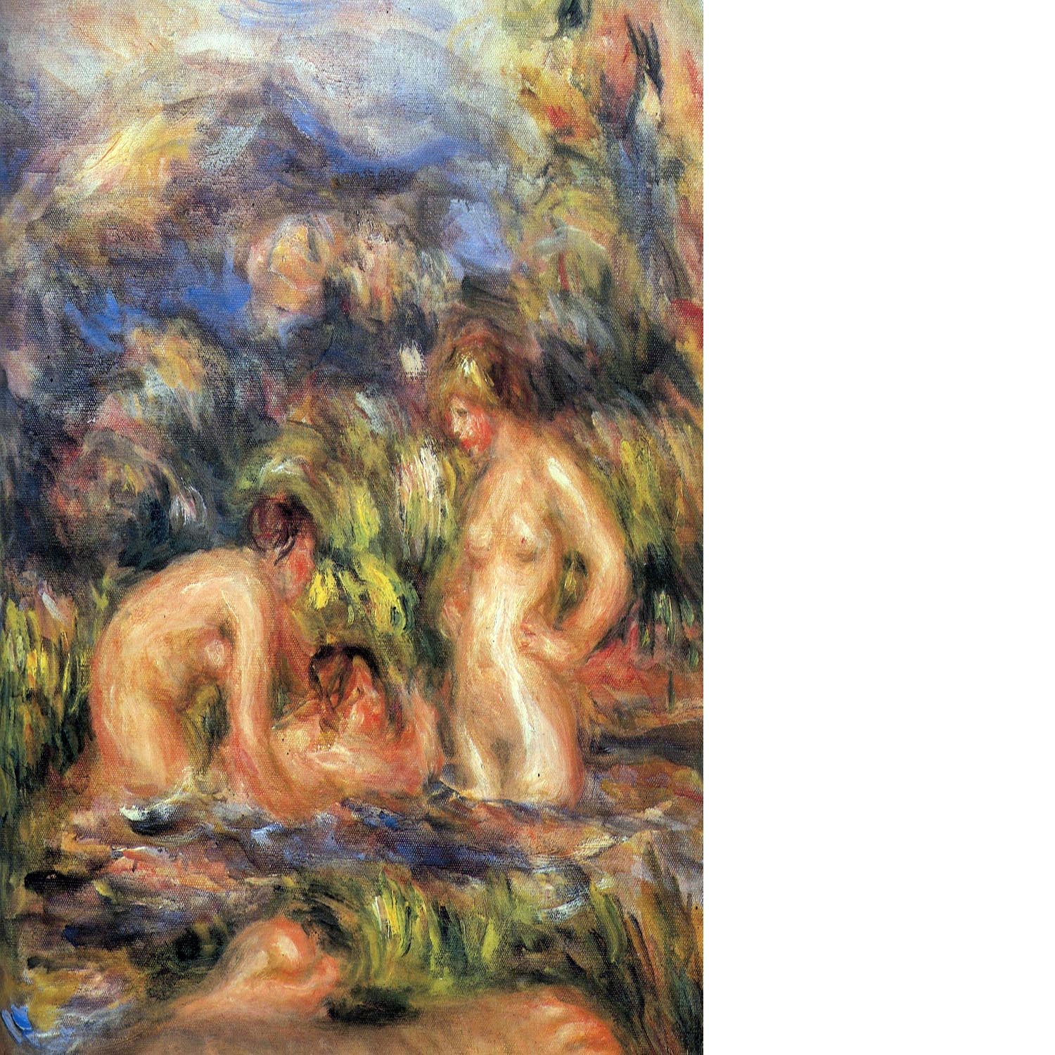 The bathers Detail by Renoir Floating Framed Canvas