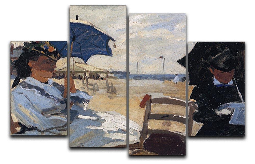 The beach a Trouville by Monet 4 Split Panel Canvas  - Canvas Art Rocks - 1
