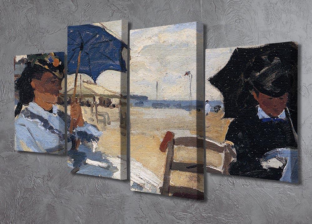 The beach a Trouville by Monet 4 Split Panel Canvas - Canvas Art Rocks - 2