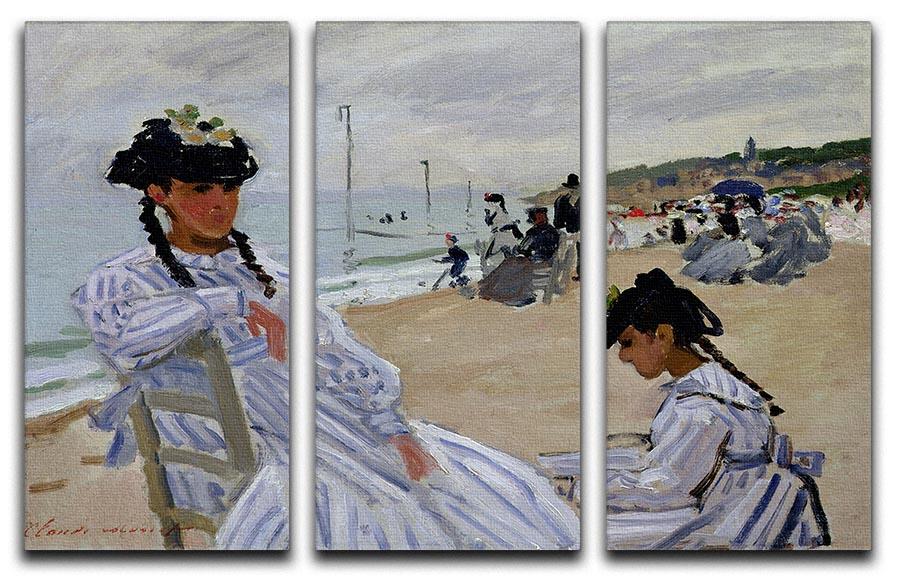 The beach at Trouville by Monet Split Panel Canvas Print - Canvas Art Rocks - 4