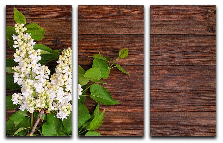 The beautiful lilac on a wooden background 3 Split Panel Canvas Print - Canvas Art Rocks - 1