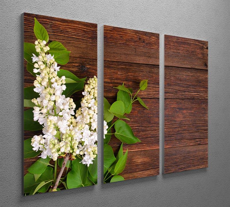 The beautiful lilac on a wooden background 3 Split Panel Canvas Print - Canvas Art Rocks - 2