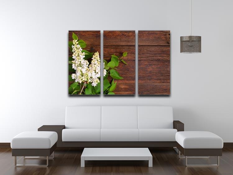 The beautiful lilac on a wooden background 3 Split Panel Canvas Print - Canvas Art Rocks - 3