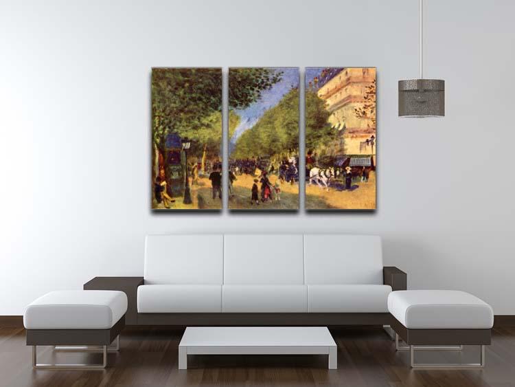 The big boulevards by Renoir 3 Split Panel Canvas Print - Canvas Art Rocks - 3