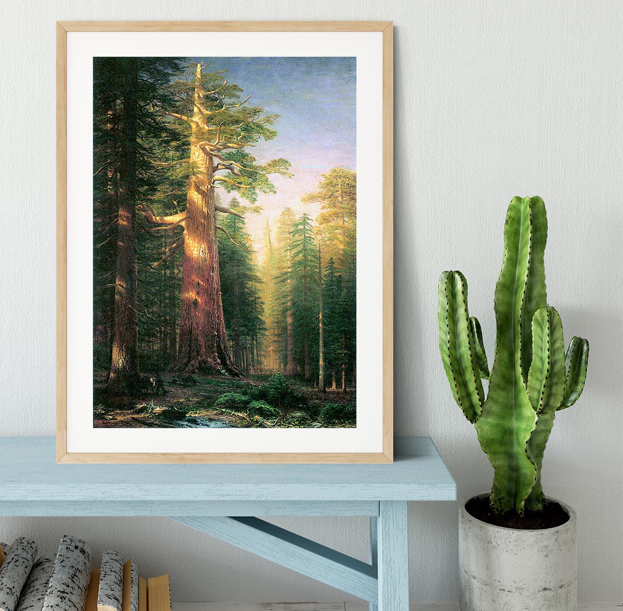 The big trees Mariposa Grove California by Bierstadt Framed Print - Canvas Art Rocks - 3