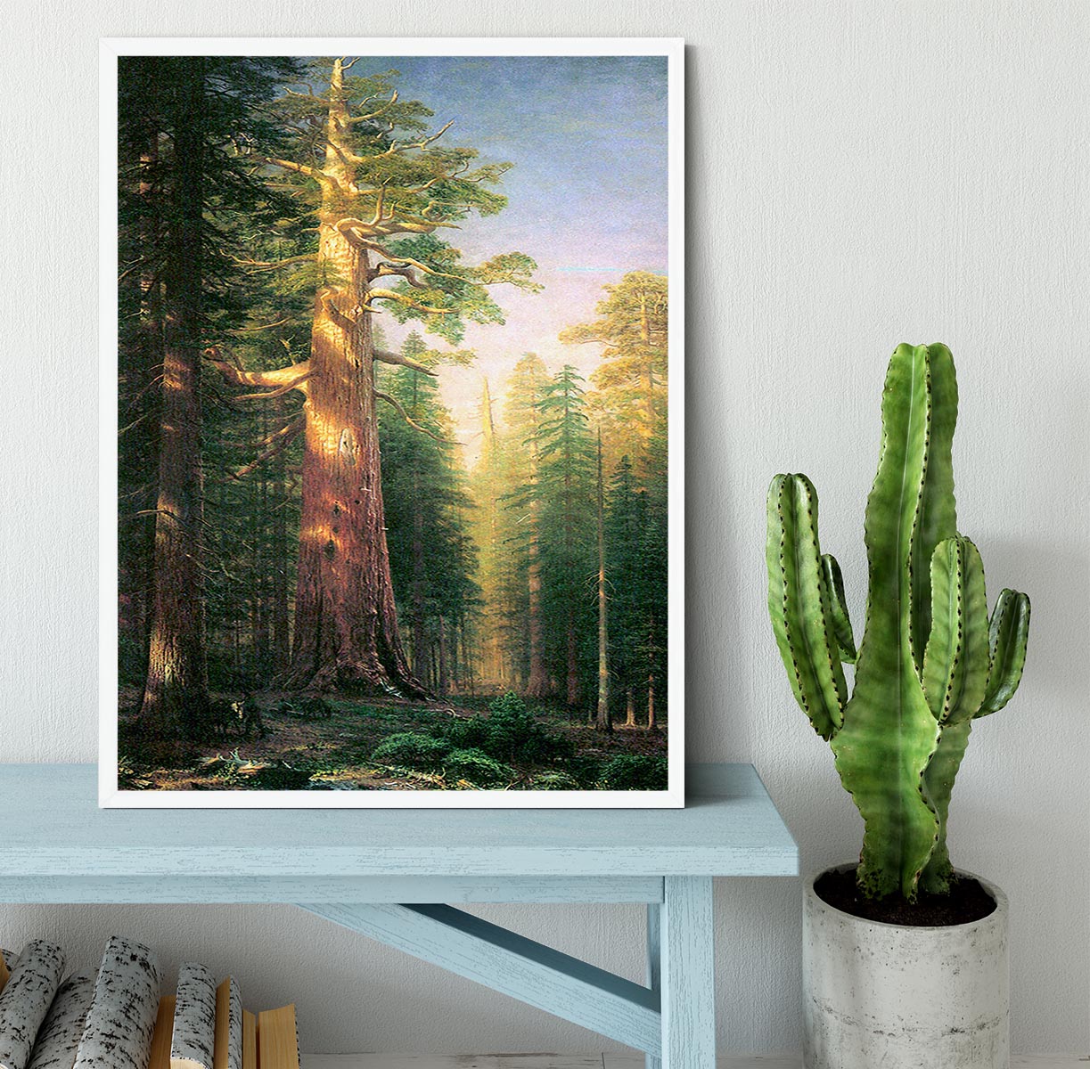 The big trees Mariposa Grove California by Bierstadt Framed Print - Canvas Art Rocks -6