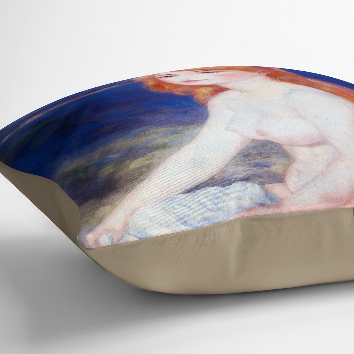 The blond bather 2 by Renoir Cushion