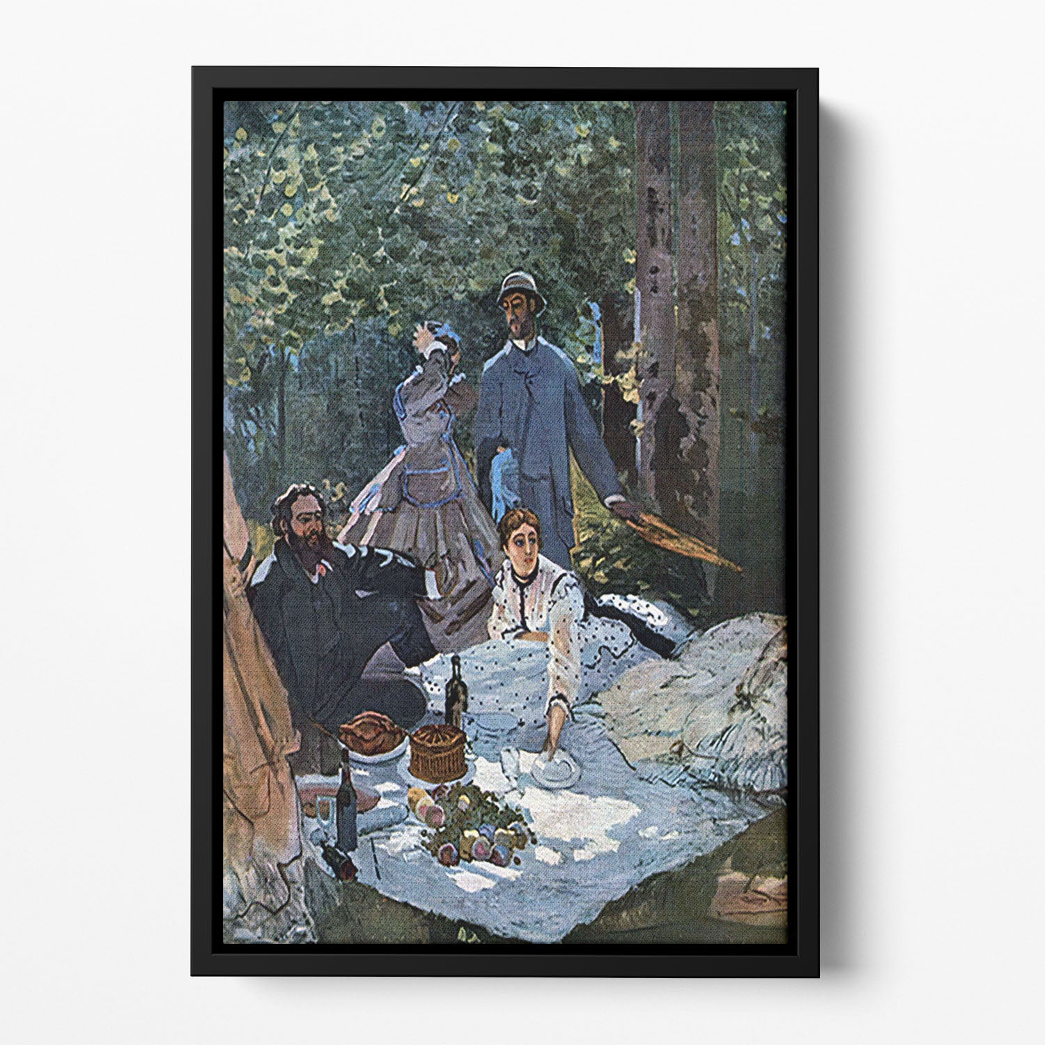 The breakfast outdoors central section by Monet Floating Framed Canvas