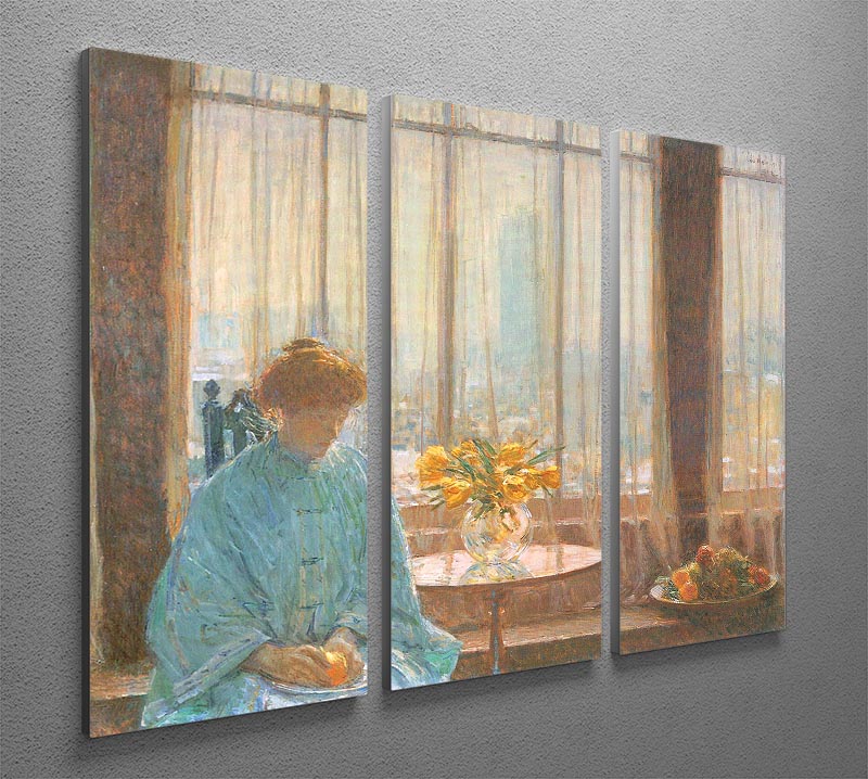 The breakfast room winter morning by Hassam 3 Split Panel Canvas Print - Canvas Art Rocks - 2