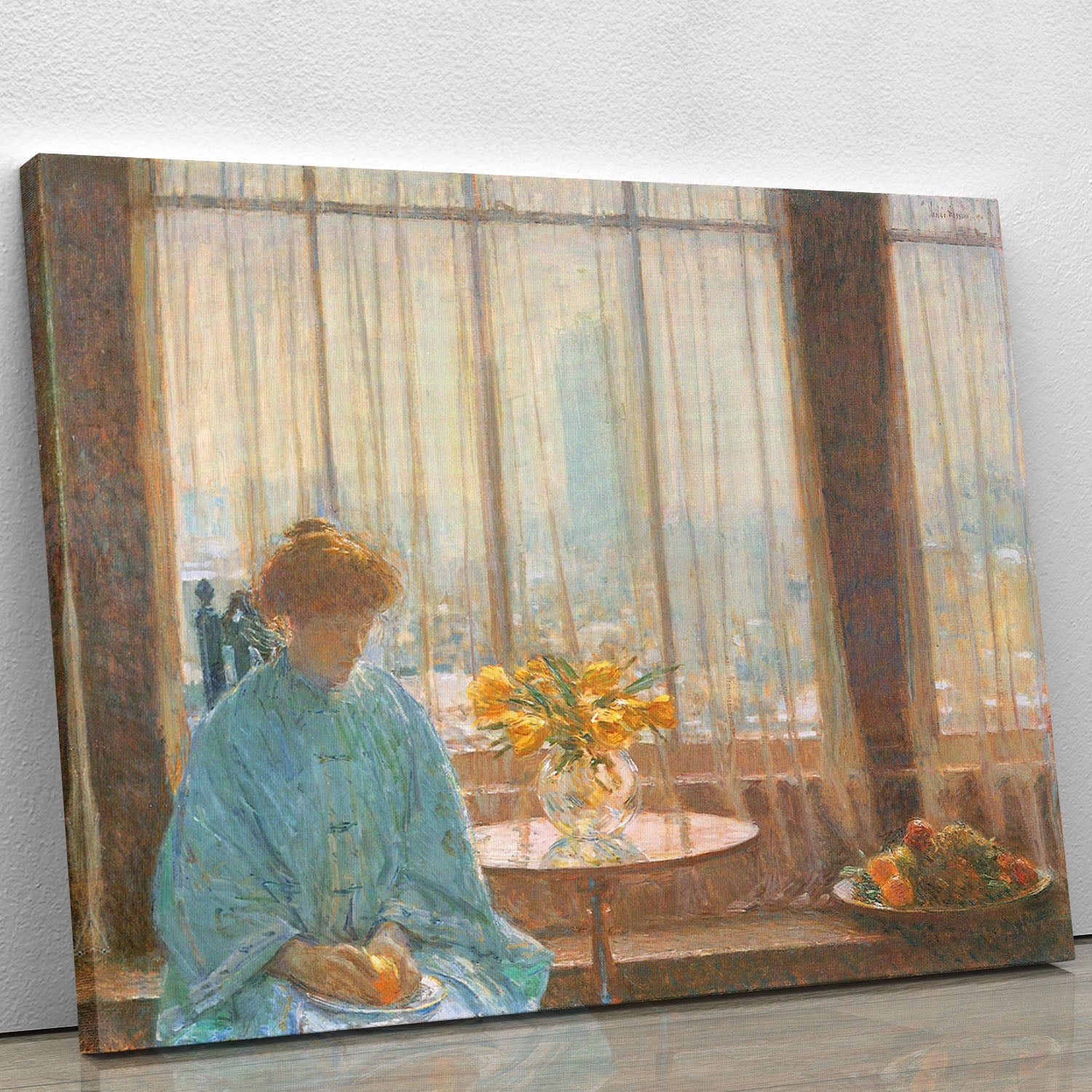 The breakfast room winter morning by Hassam Canvas Print or Poster - Canvas Art Rocks - 1