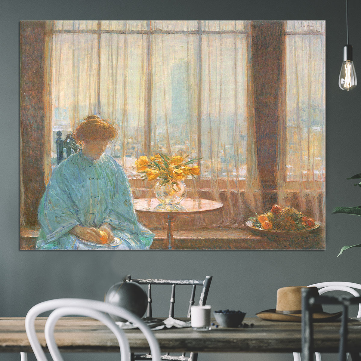 The breakfast room winter morning by Hassam Canvas Print or Poster - Canvas Art Rocks - 3