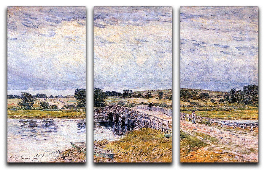The bridge from Old Lyme by Hassam 3 Split Panel Canvas Print - Canvas Art Rocks - 1