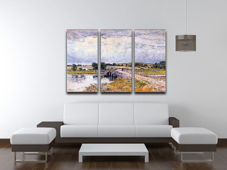 The bridge from Old Lyme by Hassam 3 Split Panel Canvas Print - Canvas Art Rocks - 3