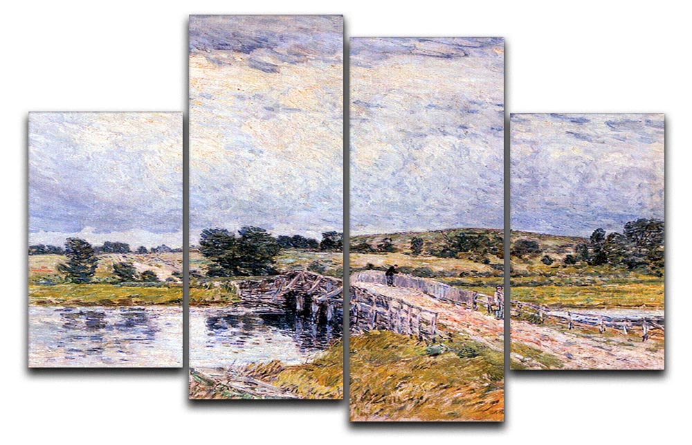 The bridge from Old Lyme by Hassam 4 Split Panel Canvas - Canvas Art Rocks - 1