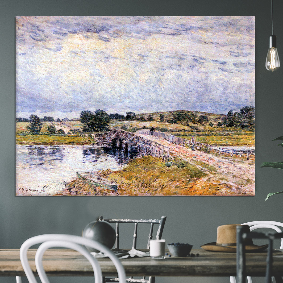 The bridge from Old Lyme by Hassam Canvas Print or Poster - Canvas Art Rocks - 3