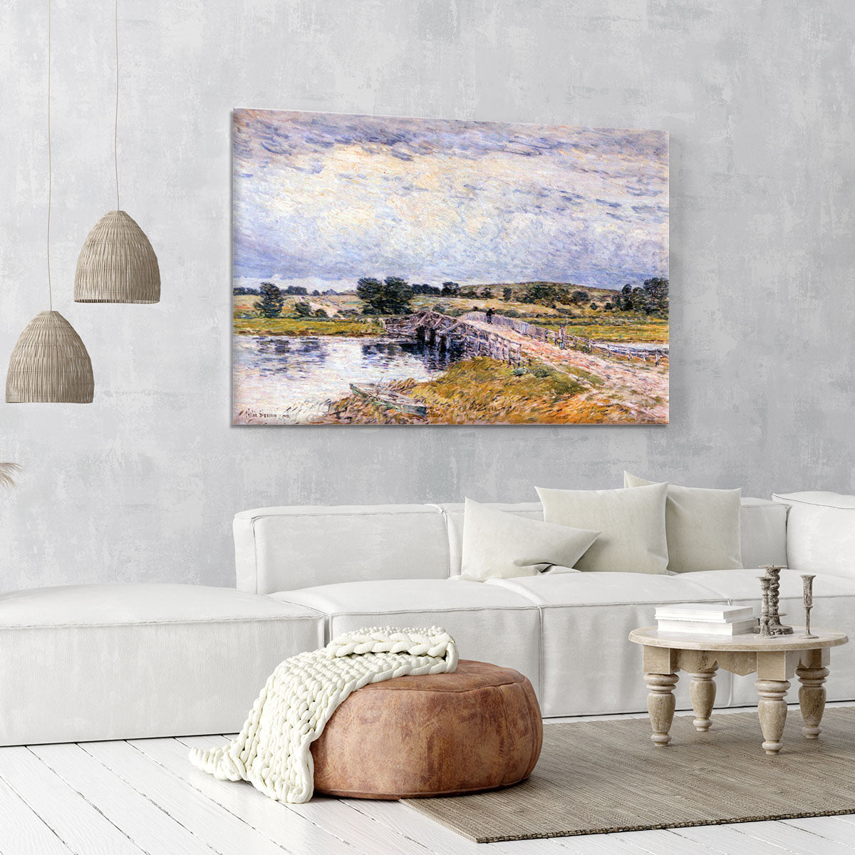 The bridge from Old Lyme by Hassam Canvas Print or Poster - Canvas Art Rocks - 6