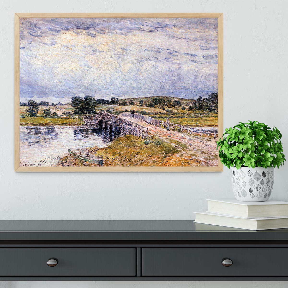 The bridge from Old Lyme by Hassam Framed Print - Canvas Art Rocks - 4