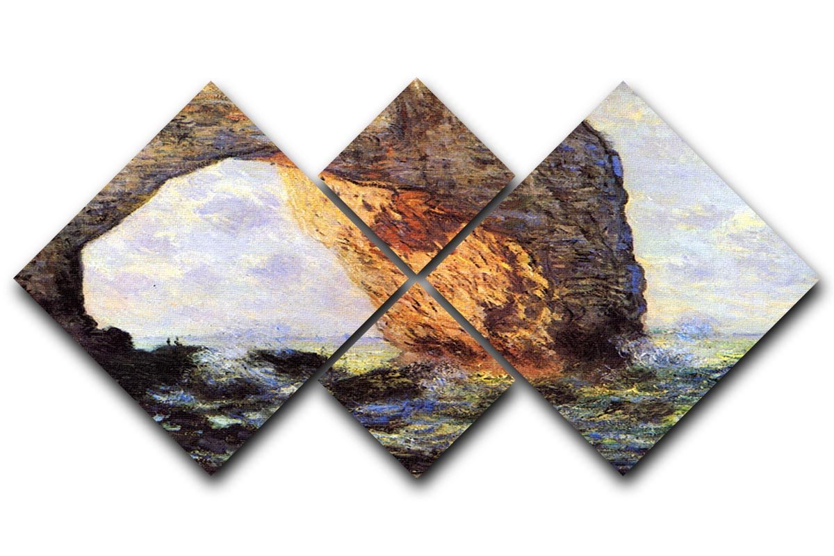 The cliff at Etretat by Monet 4 Square Multi Panel Canvas  - Canvas Art Rocks - 1