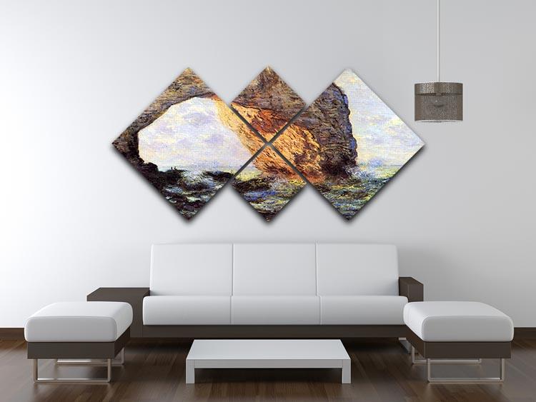 The cliff at Etretat by Monet 4 Square Multi Panel Canvas - Canvas Art Rocks - 3