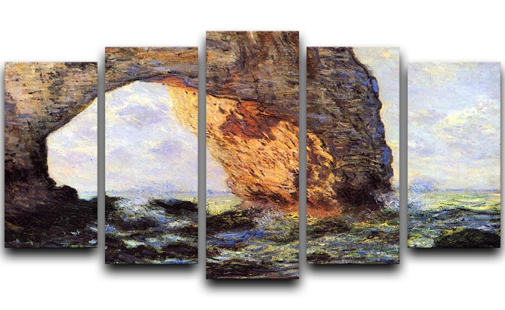 The cliff at Etretat by Monet 5 Split Panel Canvas  - Canvas Art Rocks - 1