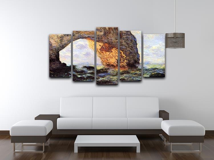 The cliff at Etretat by Monet 5 Split Panel Canvas - Canvas Art Rocks - 3
