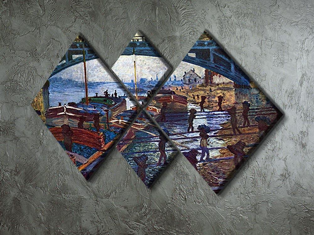 The coal carrier by Monet 4 Square Multi Panel Canvas - Canvas Art Rocks - 2