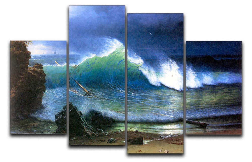 The coast of the Turquoise sea by Bierstadt 4 Split Panel Canvas - Canvas Art Rocks - 1