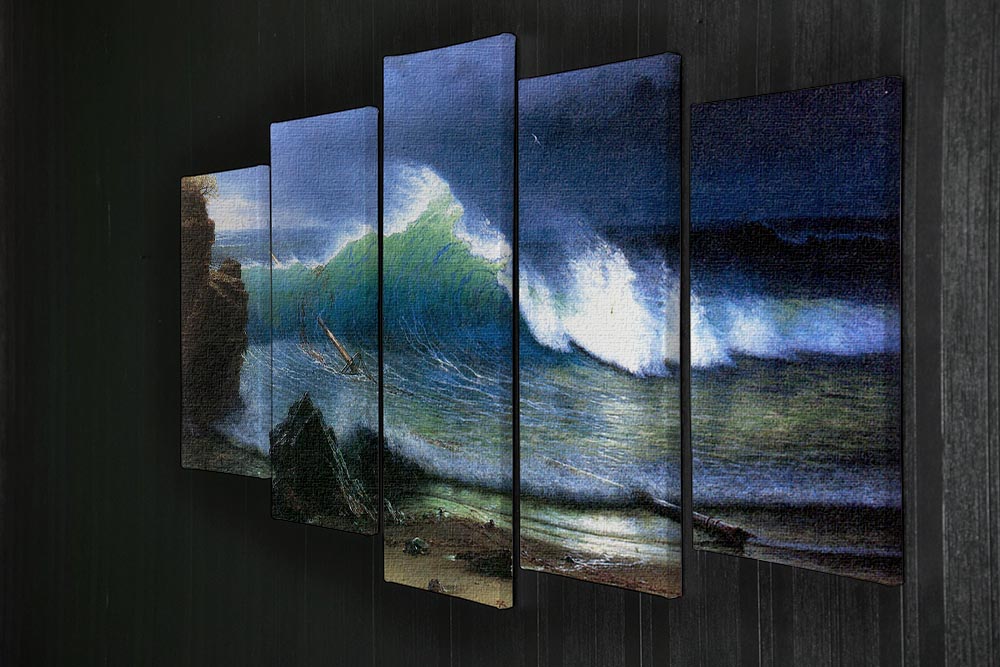 The coast of the Turquoise sea by Bierstadt 5 Split Panel Canvas - Canvas Art Rocks - 2