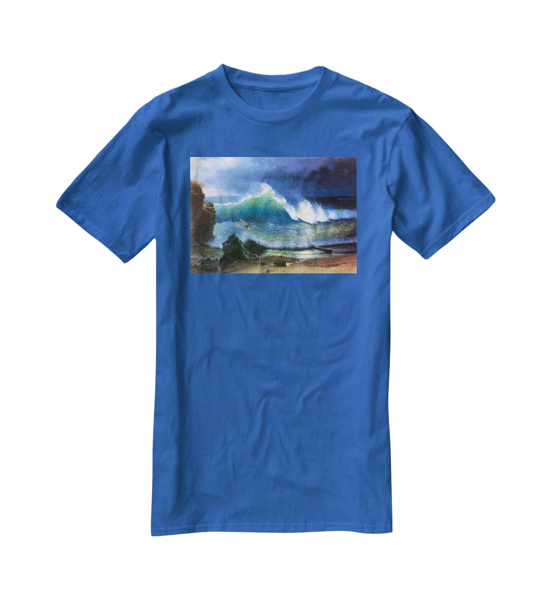 The coast of the Turquoise sea by Bierstadt T-Shirt - Canvas Art Rocks - 2