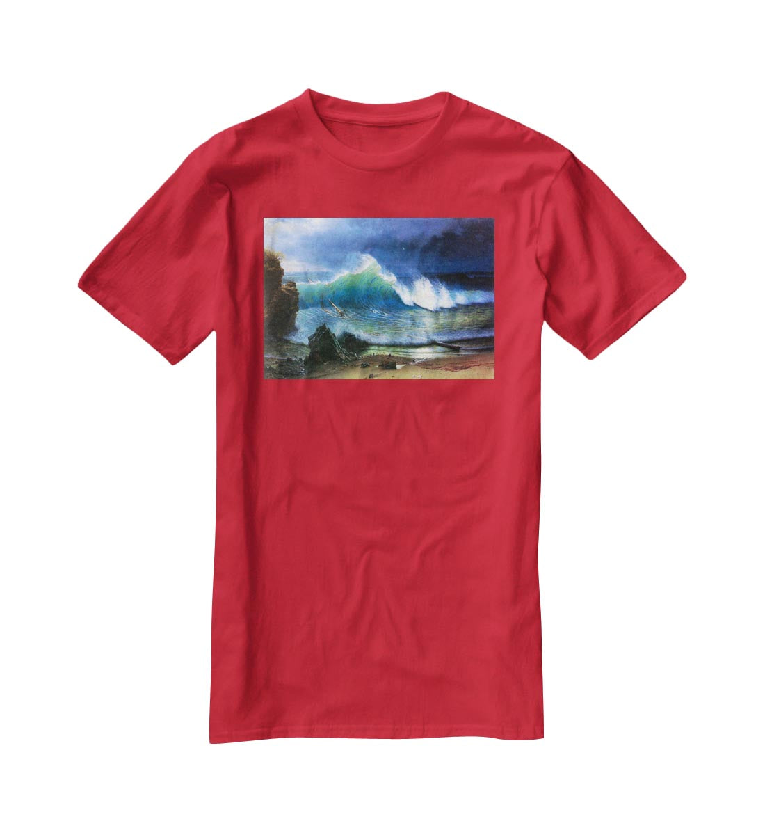 The coast of the Turquoise sea by Bierstadt T-Shirt - Canvas Art Rocks - 4