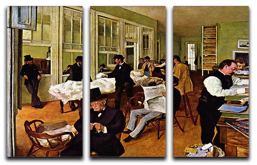 The cotton office in New Orleans by Degas 3 Split Panel Canvas Print - Canvas Art Rocks - 1