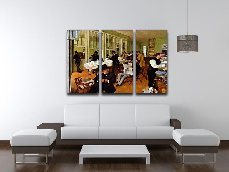 The cotton office in New Orleans by Degas 3 Split Panel Canvas Print - Canvas Art Rocks - 3