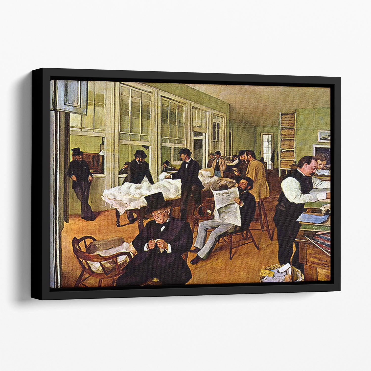 The cotton office in New Orleans by Degas Floating Framed Canvas
