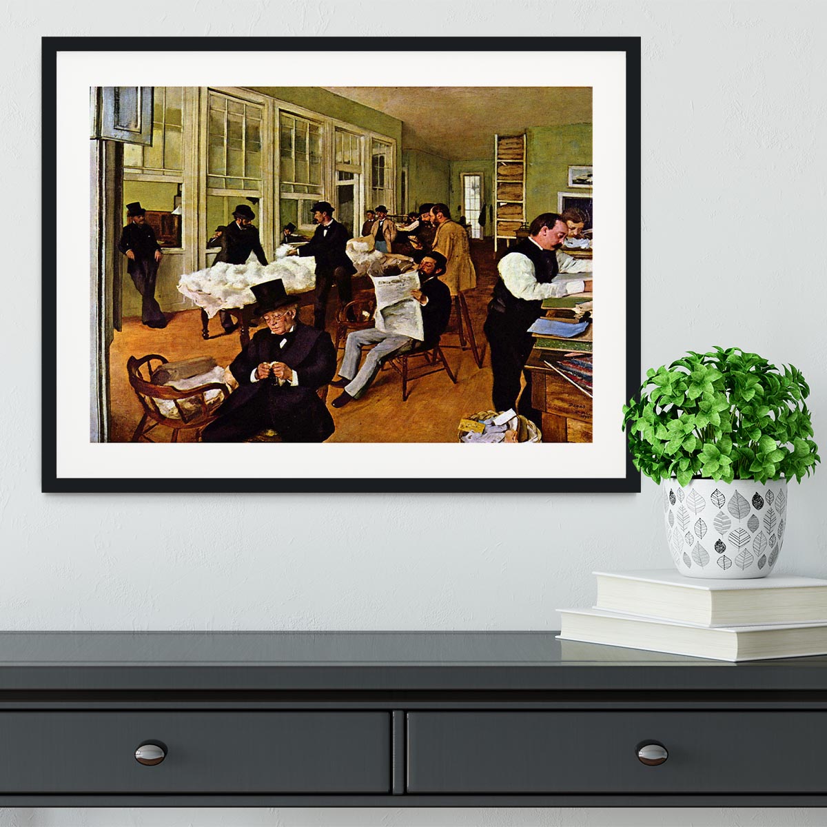 The cotton office in New Orleans by Degas Framed Print - Canvas Art Rocks - 1