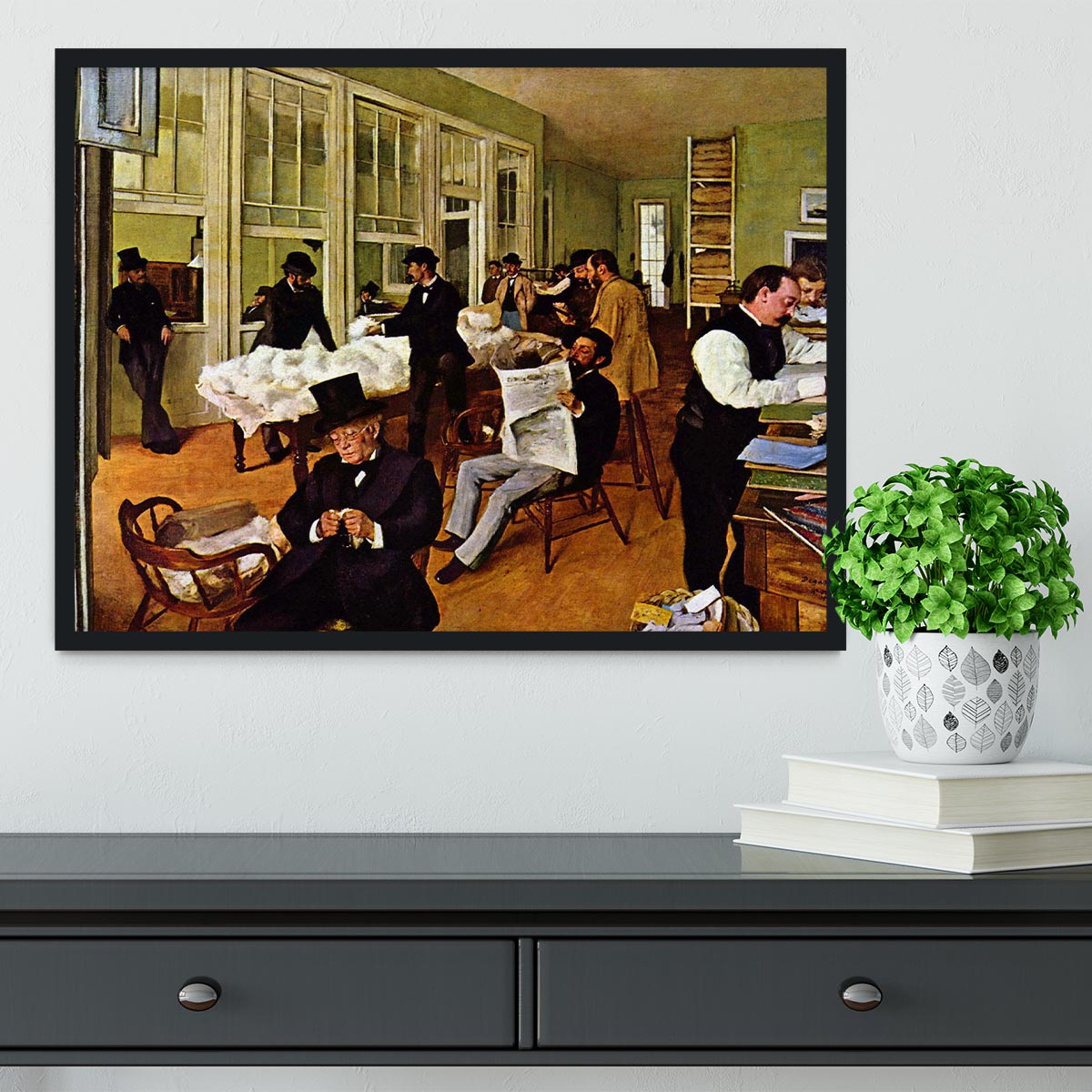 The cotton office in New Orleans by Degas Framed Print - Canvas Art Rocks - 2