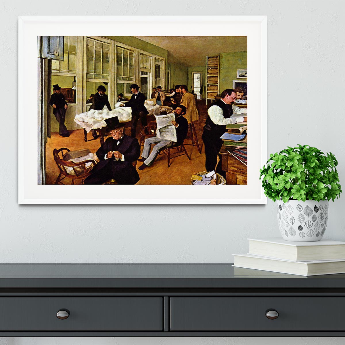 The cotton office in New Orleans by Degas Framed Print - Canvas Art Rocks - 5
