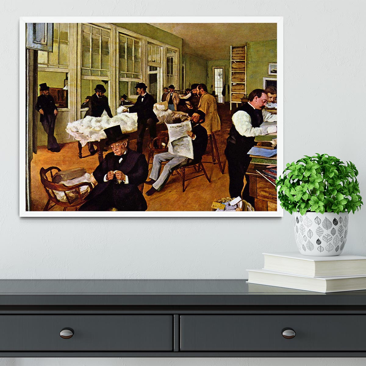 The cotton office in New Orleans by Degas Framed Print - Canvas Art Rocks -6
