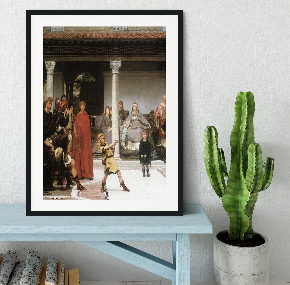 The education of children Clovis detail by Alma Tadema Framed Print - Canvas Art Rocks - 1