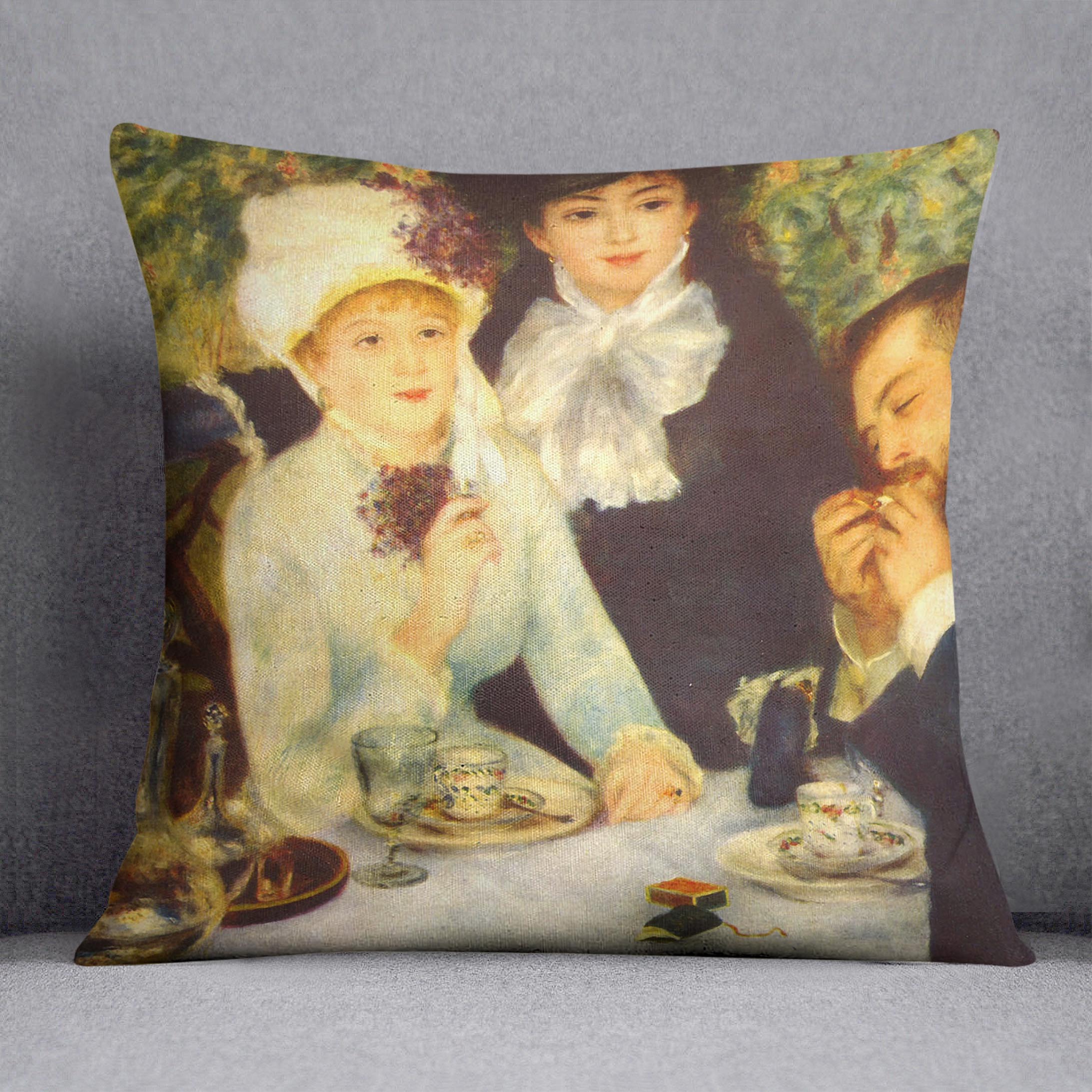 The end of the breakfast by Renoir Cushion