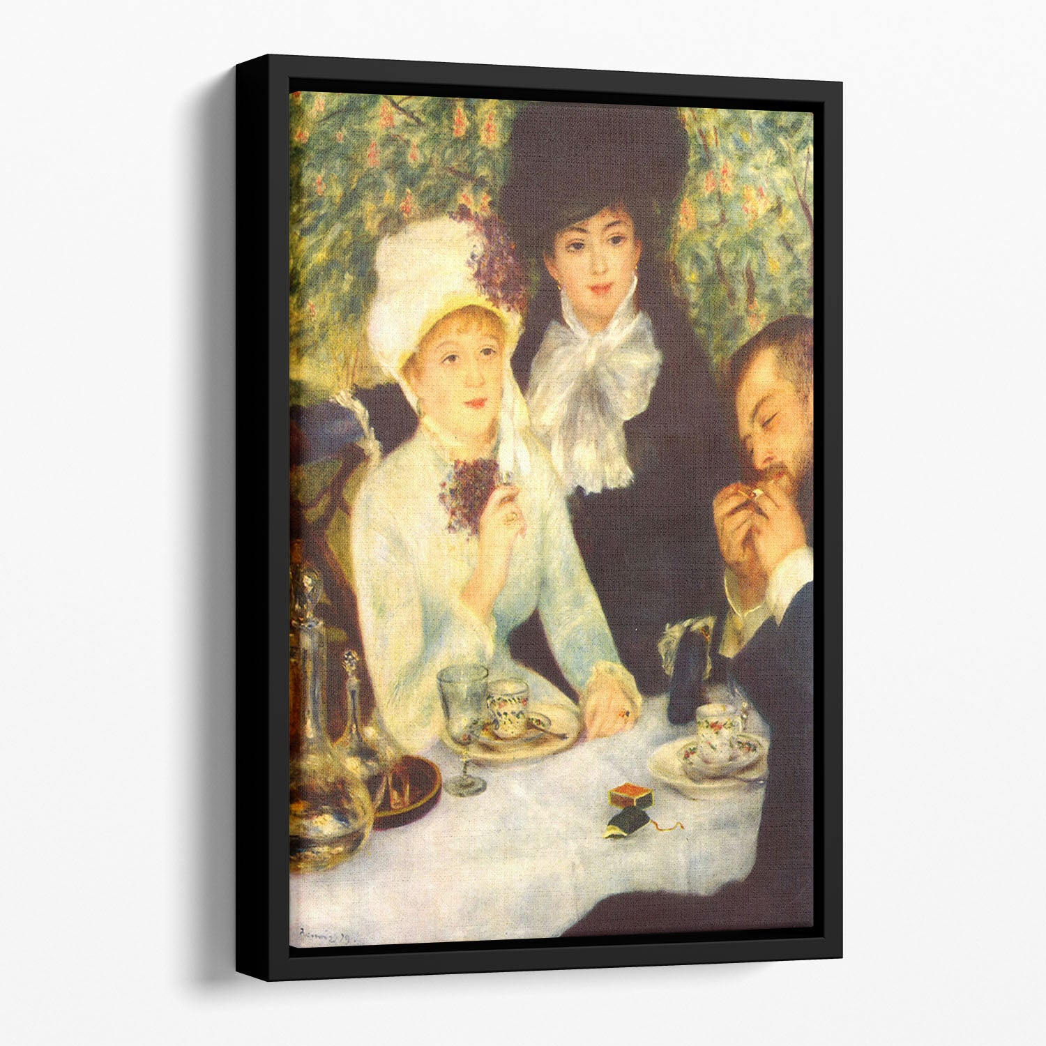 The end of the breakfast by Renoir Floating Framed Canvas