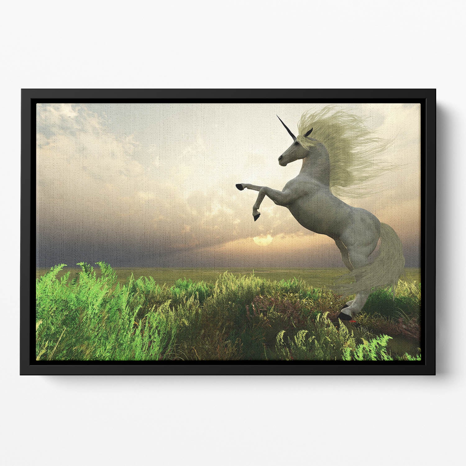 The fabled Unicorn Stag Floating Framed Canvas