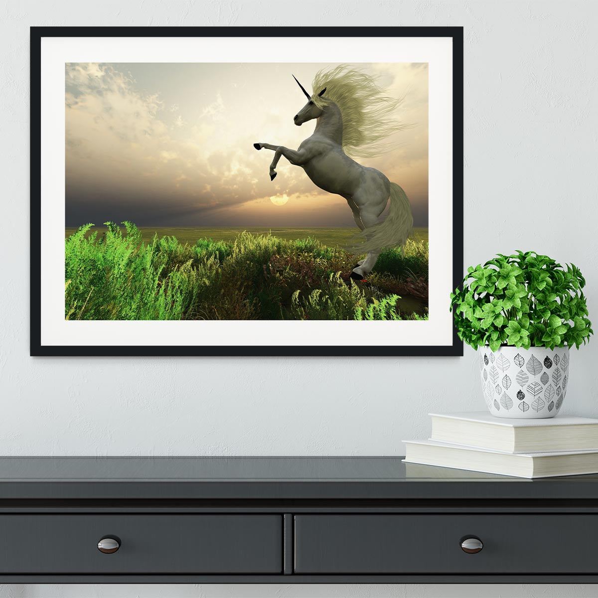 The fabled Unicorn Stag Framed Print - Canvas Art Rocks - 1