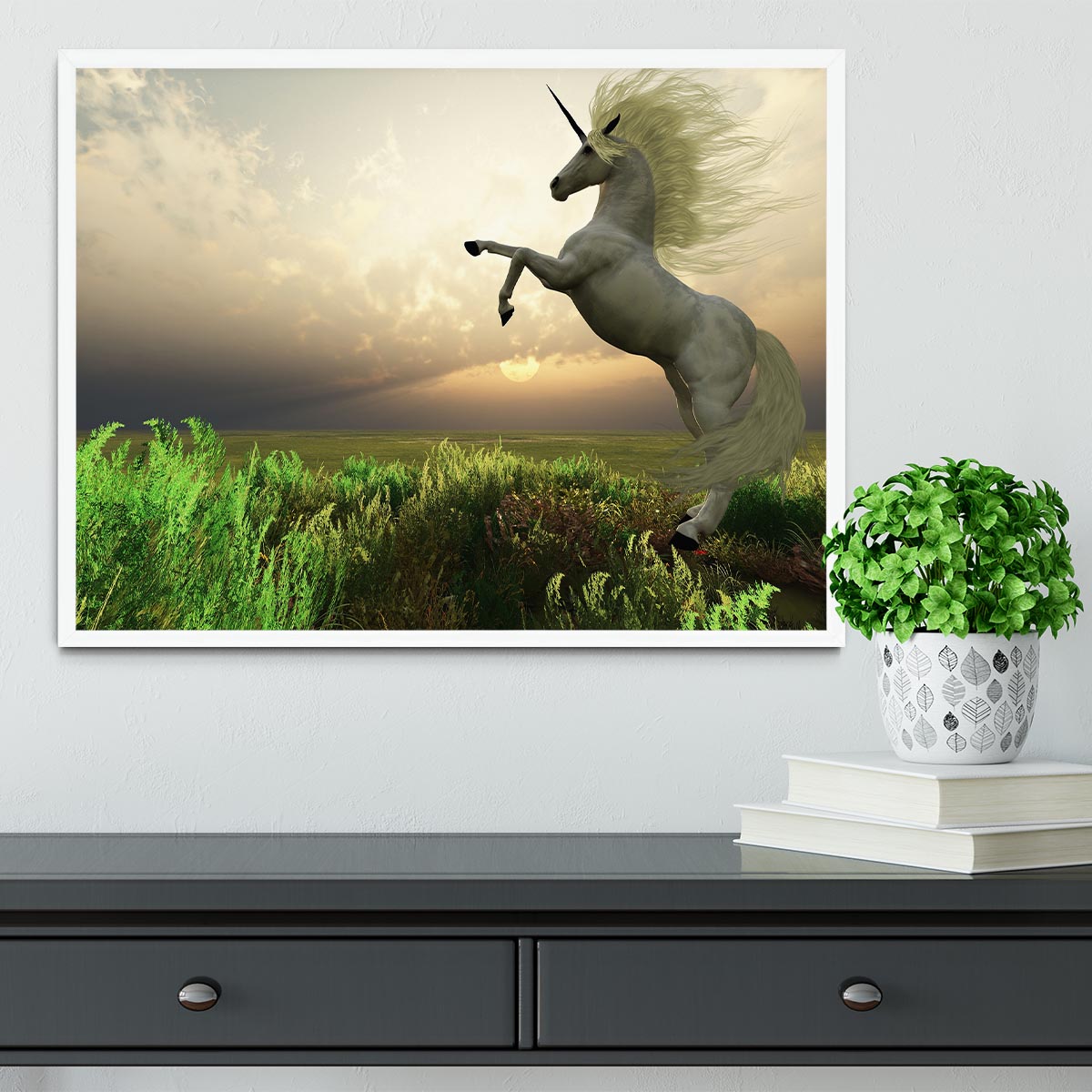The fabled Unicorn Stag Framed Print - Canvas Art Rocks -6