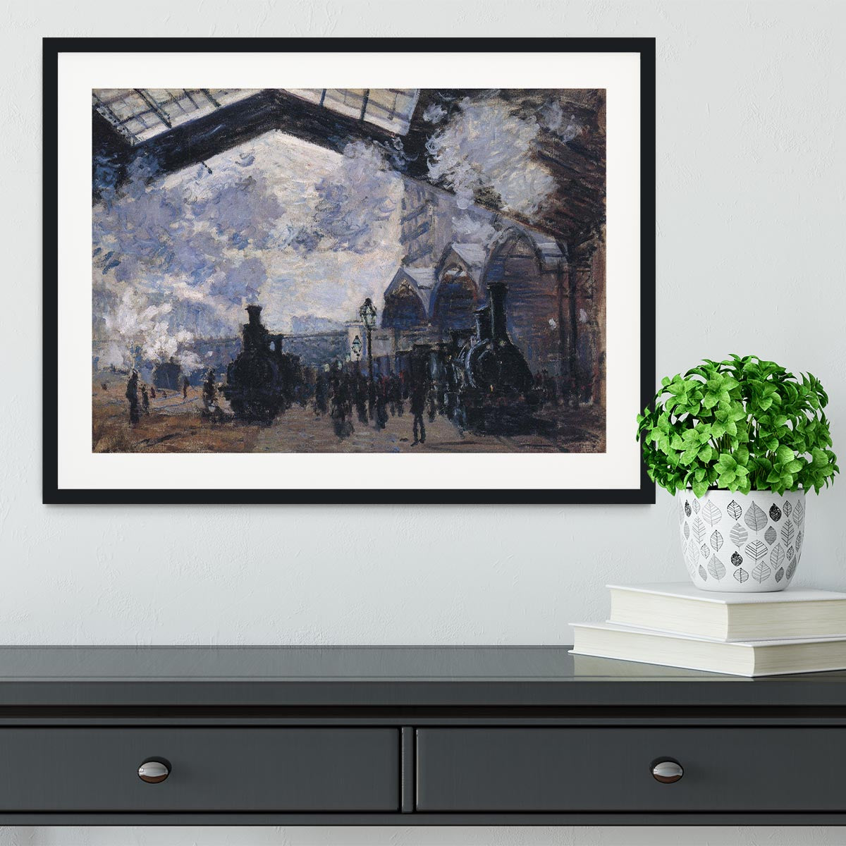 The gare St Lazare 2 by Monet Framed Print - Canvas Art Rocks - 1