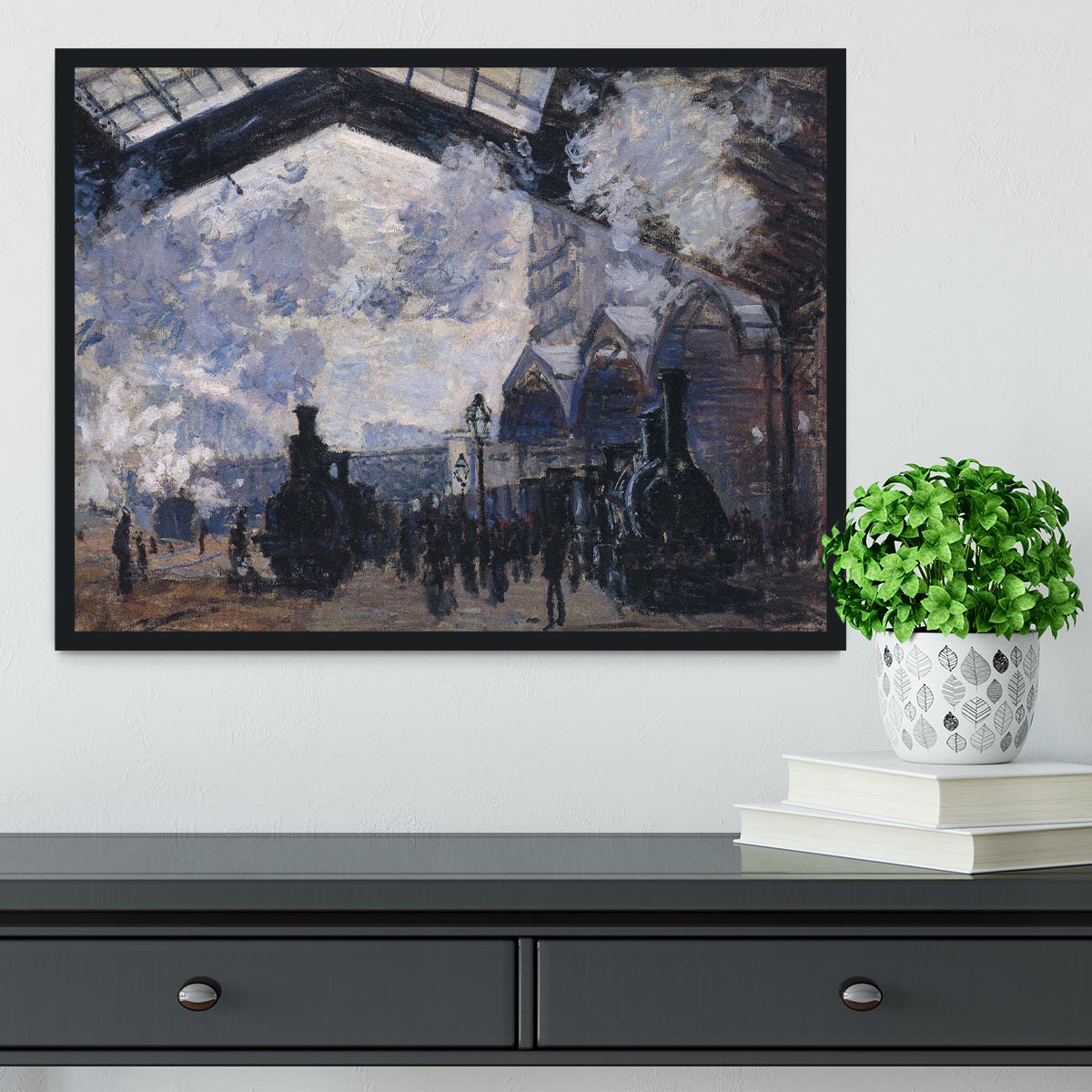 The gare St Lazare 2 by Monet Framed Print - Canvas Art Rocks - 2