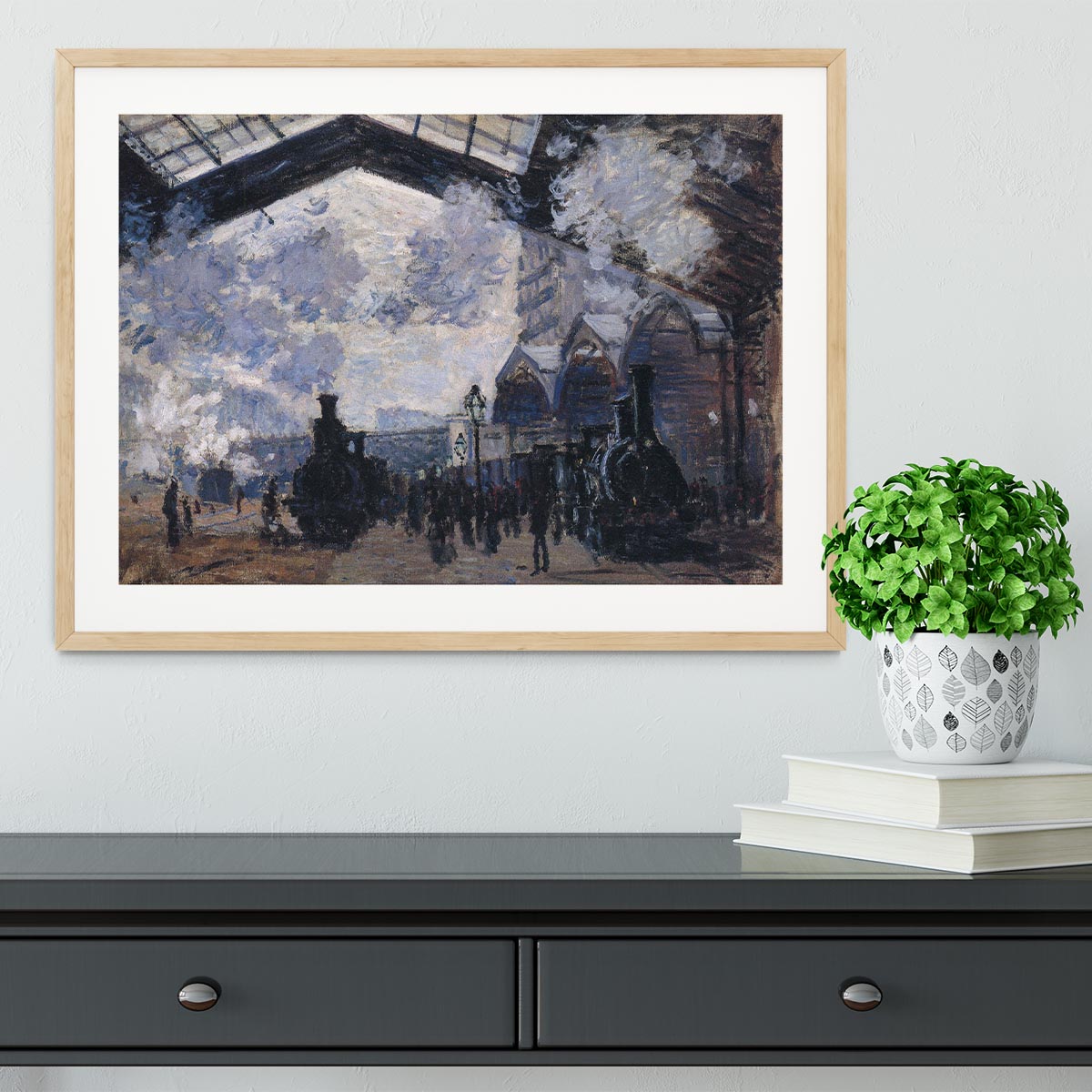 The gare St Lazare 2 by Monet Framed Print - Canvas Art Rocks - 3