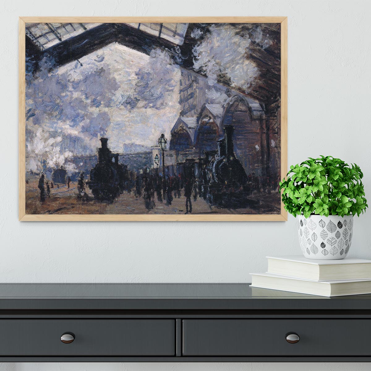 The gare St Lazare 2 by Monet Framed Print - Canvas Art Rocks - 4