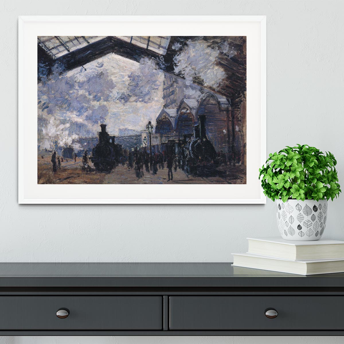 The gare St Lazare 2 by Monet Framed Print - Canvas Art Rocks - 5
